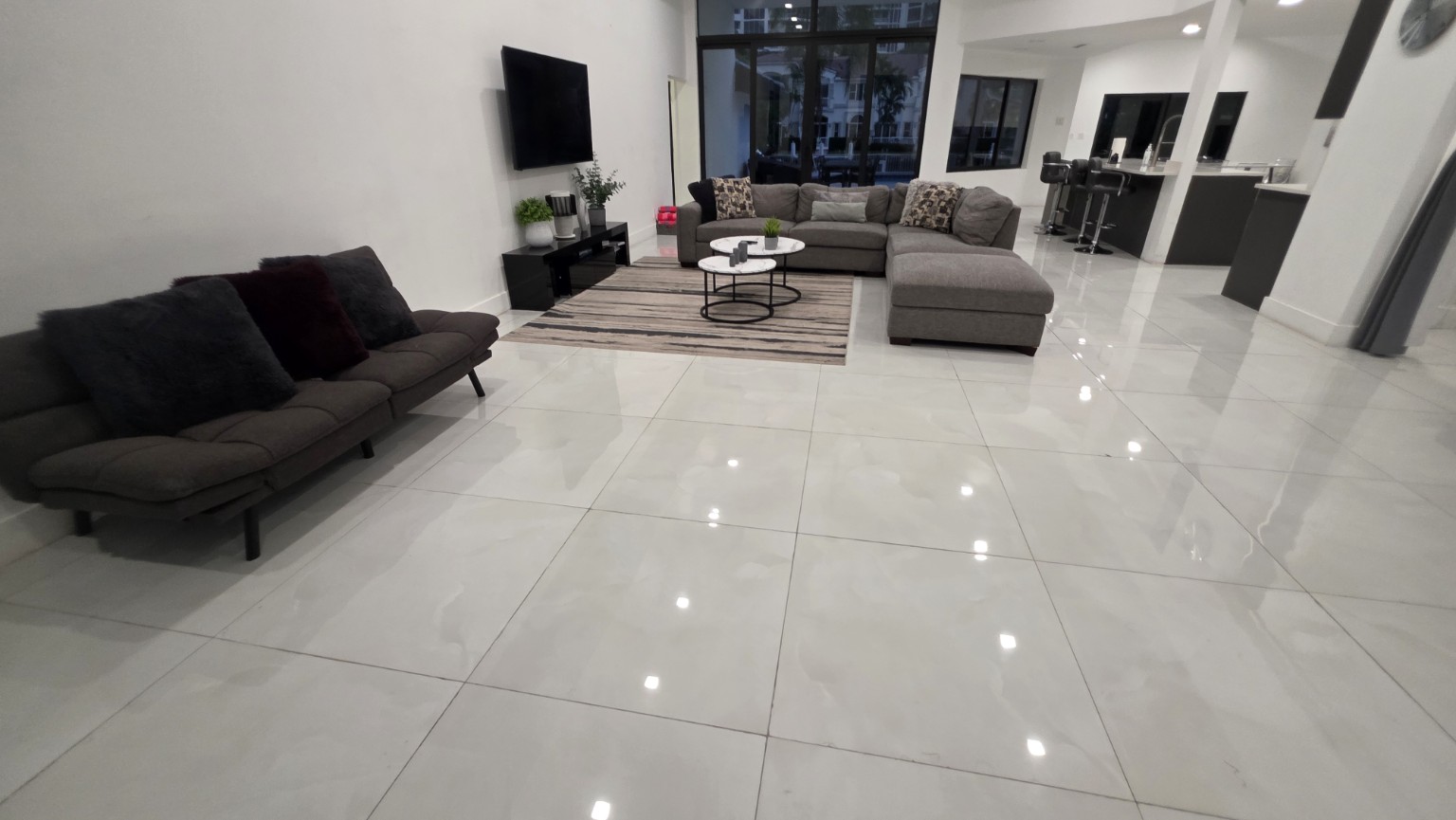 Immaculate luxury living room cleaned by CJ Exclusive Cleaning Services
